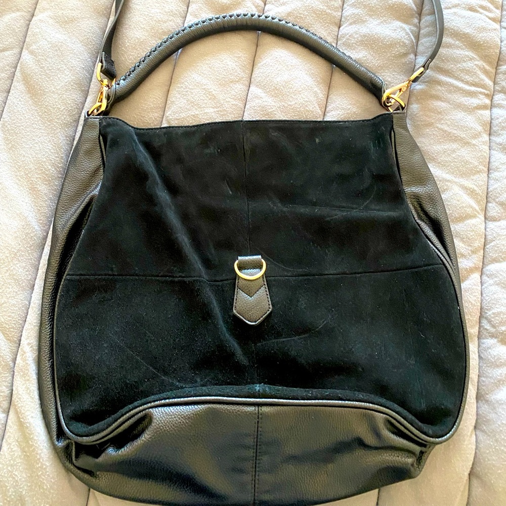 Slouchy suede hobo bag with strap from H&M